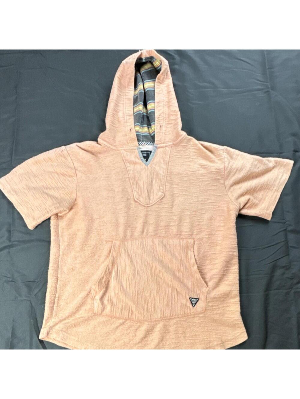 Modern Culture Mens Size M Short Sleeve Hoodie Pullover Peach Lightweight Casual